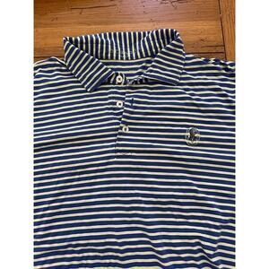 b. draddy‎ blue and yellow striped polo medium with chest embroidery